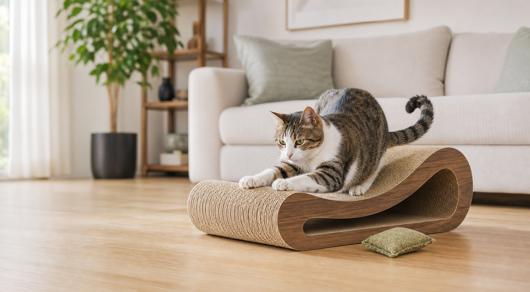 PurrNest Duo Wave 2-in-1 Cat Scratcher Lounge Bed